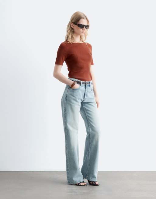 & Other Stories low waist soft flared jeans in light blue vintage wash, 5 of 5