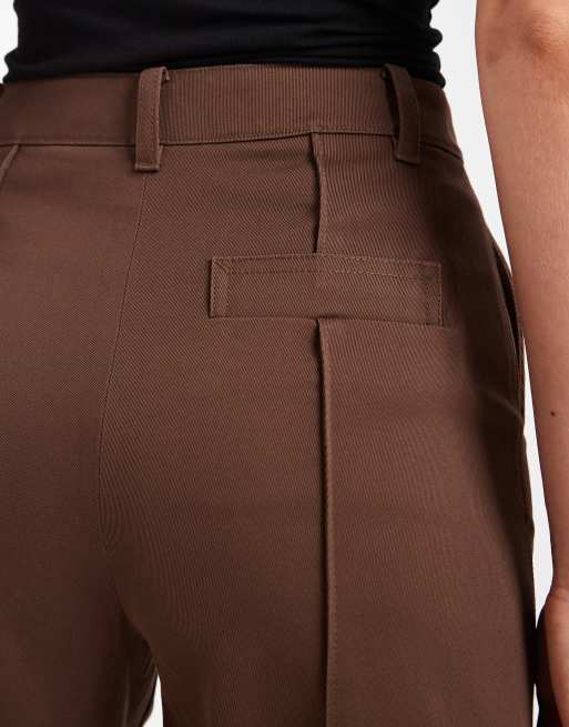 & Other Stories low waisted cotton blend tailored bermuda shorts on chocolate brown , 2 of 5