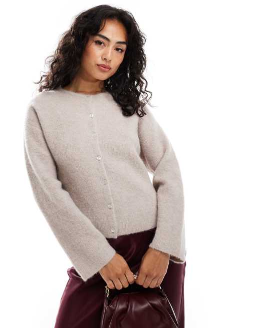 & Other Stories - Lys muldvarpebrun cardigan med knapper foran i alpaka- og uldblanding