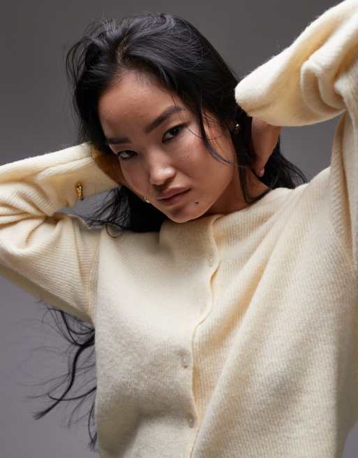 & Other Stories - Lysegul cardigan i alpakauldblanding med knapper fortil