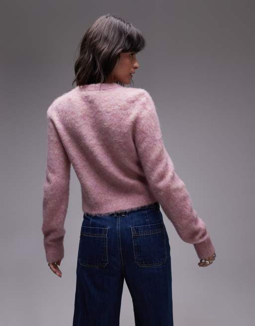 & Other Stories - Lyserød cardigan i vamset alpakauldblanding med knapper foran, 4 af 4