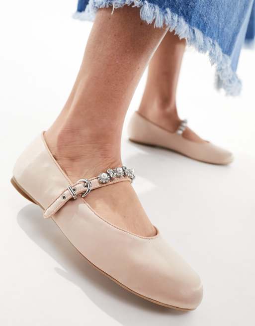& Other Stories - Lyserøde ballerinaer med udsmykning i satin
