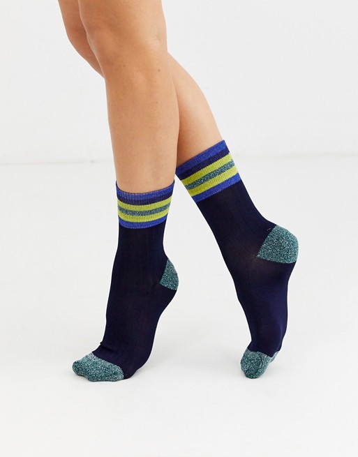 & Other Stories Maggy glitter socks in navy