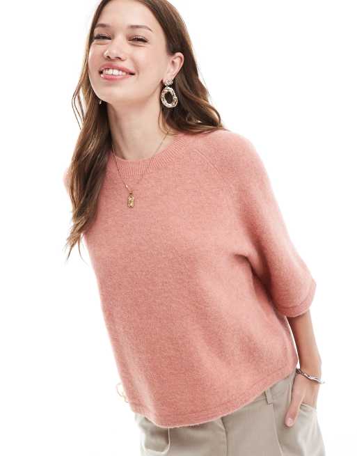 & Other Stories - Maglione a maniche corte arancione chiaro in lana d'alpaca