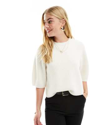 Other Stories - Maglione A Maniche Corte In Maglia Di Misto Alpaca Beige Chiaro Melange