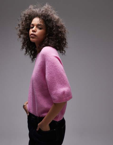 & Other Stories - Maglione a maniche corte rosa in lana di alpaca - view 1