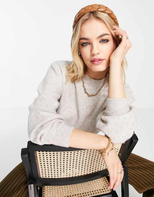 & Other Stories - Maglione color avena con scollo rotondo e maniche a palloncino - BEIGE
