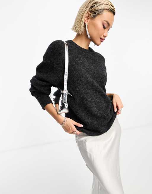 & Other Stories - Maglione comodo grigio scuro mélange in lana di alpaca