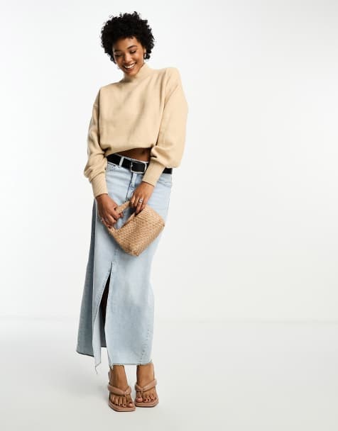 Maglione da donna, a collo alto, a maglia, a maniche lunghe, oversize, per autunno e inverno, elegante, caldo, Colore: rosa., M
