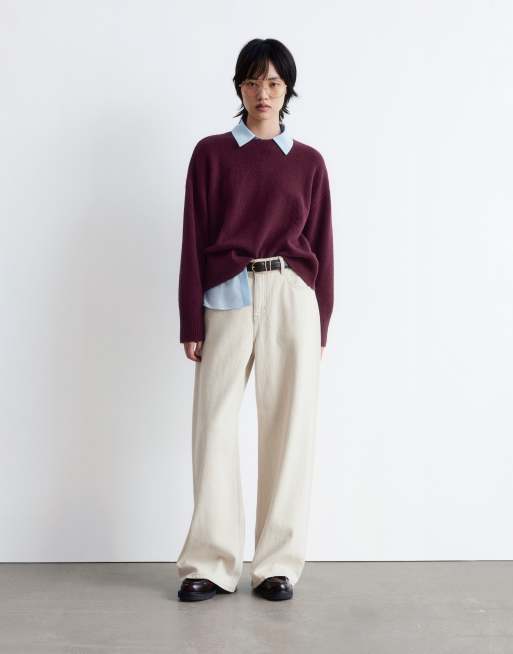 & Other Stories - Maglione girocollo color vino bordeaux, 2 di 4