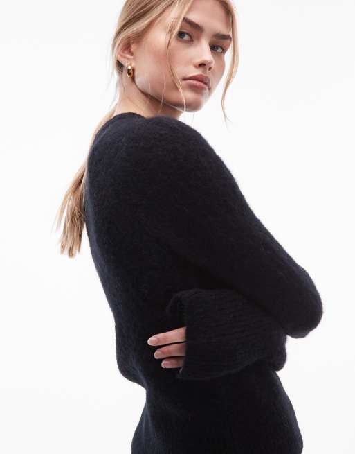 & Other Stories - Maglione girocollo in misto lana e alpaca nero, 3 di 4