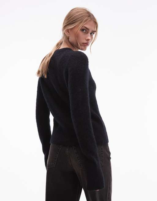& Other Stories - Maglione girocollo in misto lana e alpaca nero, 4 di 4
