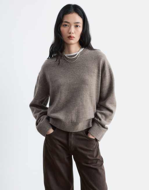 & Other Stories maglione girocollo in misto lana e cotone color mocha