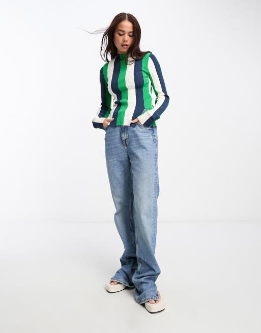 & Other Stories - Maglione in maglia blu e verde a righe, 2 di 4