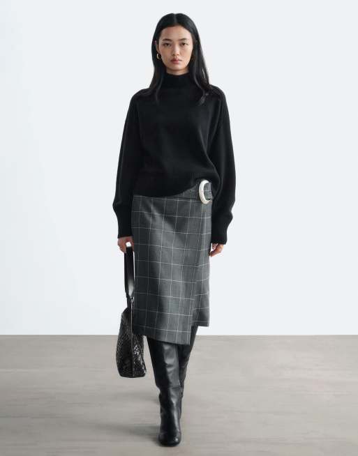 & Other Stories maglione in misto lana e cotone con collo a imbuto nero, 4 di 4