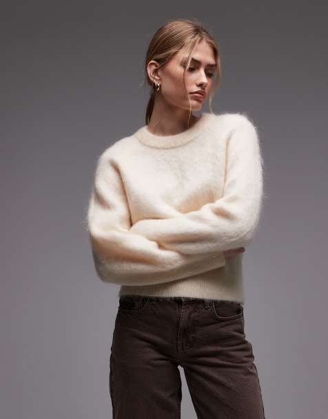 & Other Stories - Maglione in misto lana e mohair bianco sporco con maniche voluminose - view 1