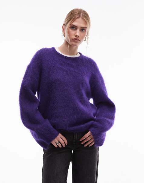 & Other Stories - Maglione in misto lana e mohair viola con spalle scese - view 1