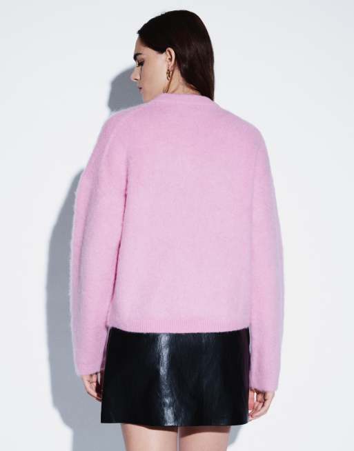 & Other Stories maglione in misto mohair e lana rosa chiaro, 3 di 4