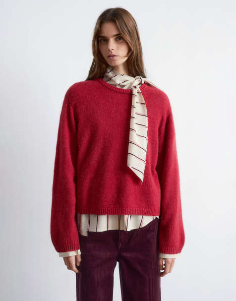 & Other Stories - Maglione morbidissimo in lana e alpaca rosso intenso con maniche ampie - view 1
