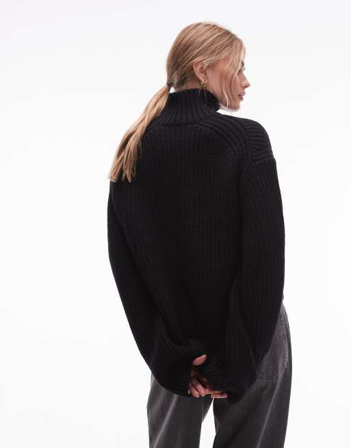 & Other Stories - Maglione premium a collo alto in misto lana nero, 4 di 4