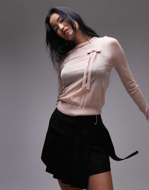 & Other Stories - Maglione rosa sottile trasparente con fiocco - view 1