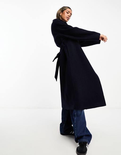 & Other Stories - Manteau ceinturé en laine - Bleu marine, 4 de 4