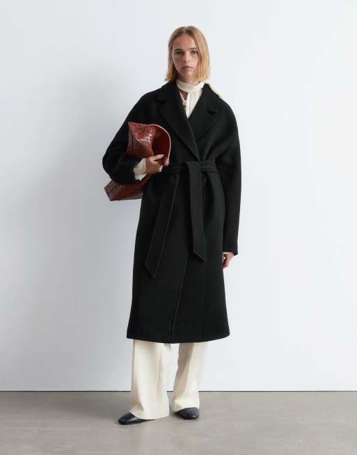 Laine Noir Manteau 100 Laine Femme 100 Laine Femme Manteau Noir En