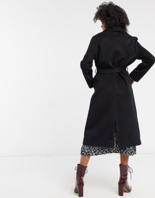 manteau long noir avec ceinture