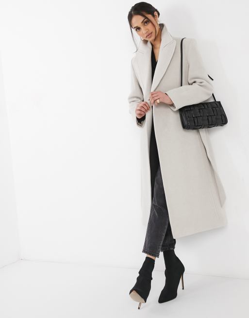 manteau long beige laine