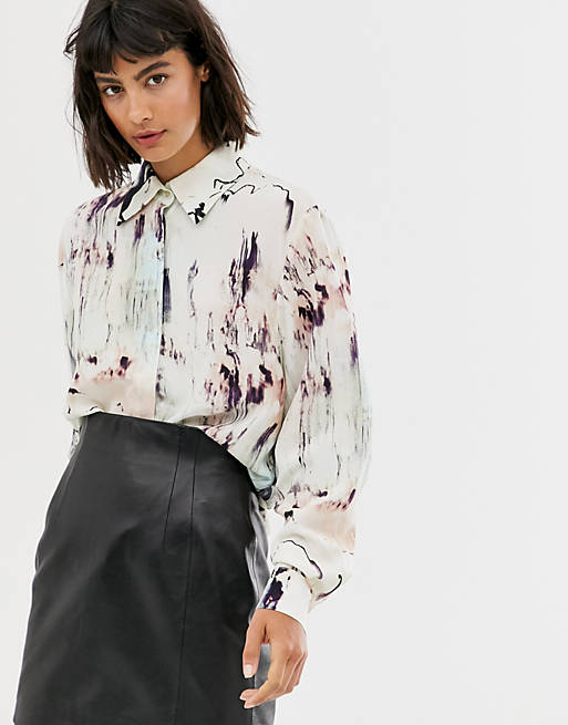 & Other Stories marble print woven shirt in multi | ASOS