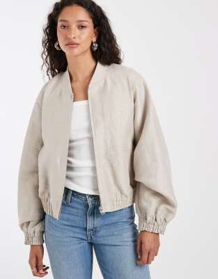 & Other Stories Matte Satin Bomber Jacket In White