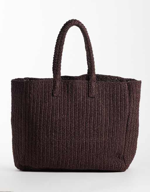 & Other Stories - Maxi borsa strutturata in paglia color cioccolato