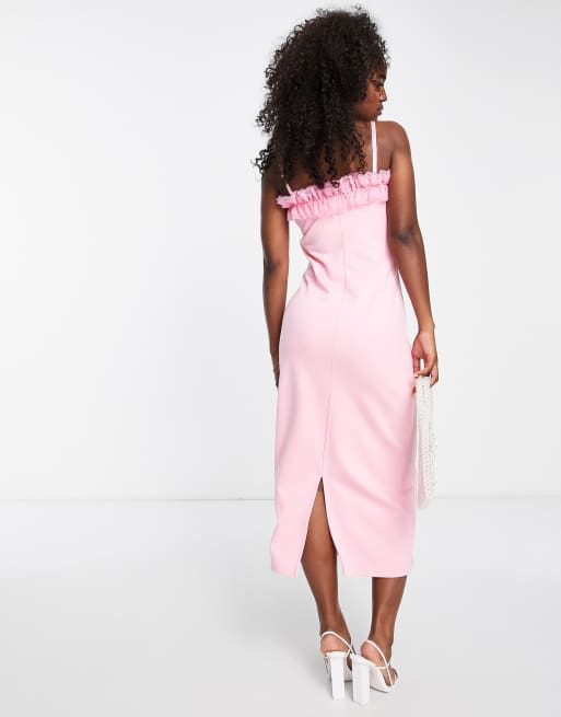 Ruffle trim midi store dress