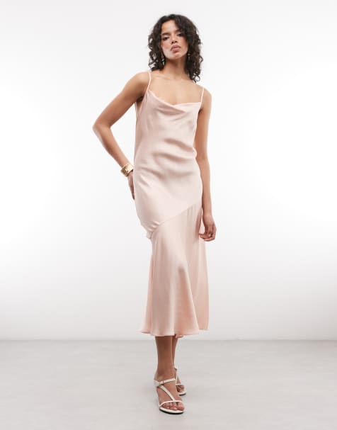 & Other Stories maxi cami slip dress with low back in light orange