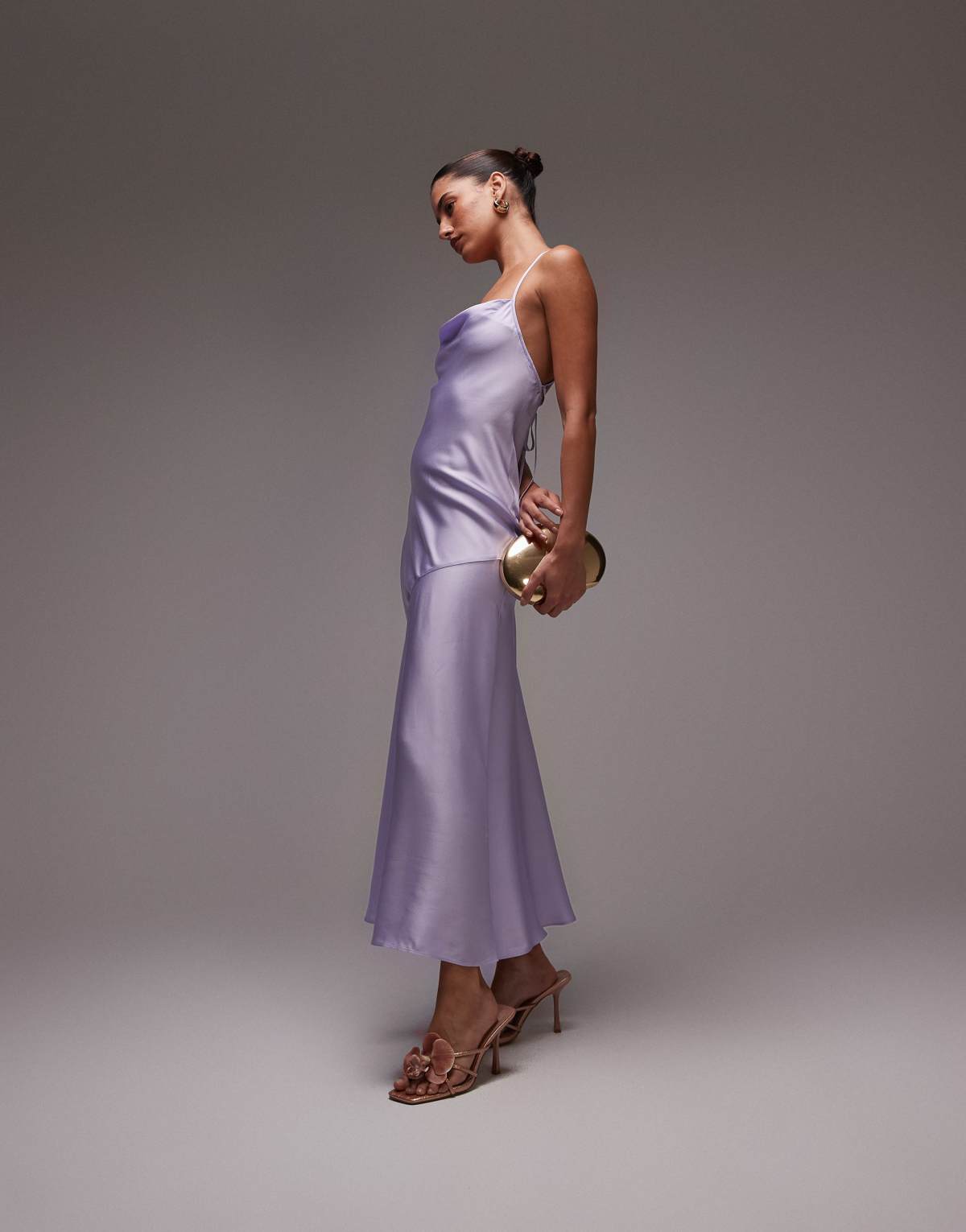 & Other Stories maxi cami slip dress with low back in lilac