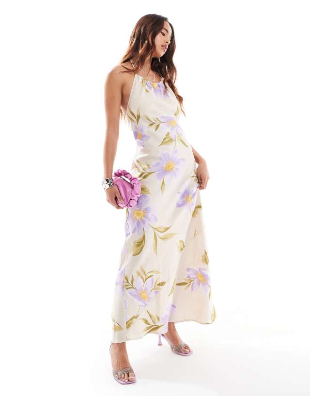 gathered halter dress other stories & maxi with neck in floral print investment trench coat luxury