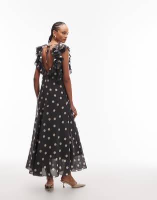 & Other Stories Maxi Dress With Ruffle Edging And Low Back In Black