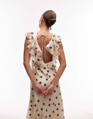 & Other Stories maxi dress with ruffle edging and low back in dot print