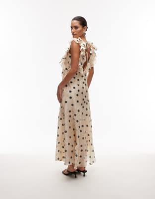 & Other Stories maxi dress with ruffle edging and low back in dot print