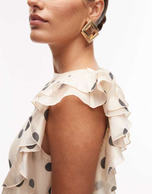 & Other Stories maxi dress with ruffle edging and low back in dot print
