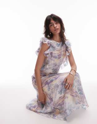 & Other Stories Maxi Dress With Ruffle Edging And Low Back In Multi