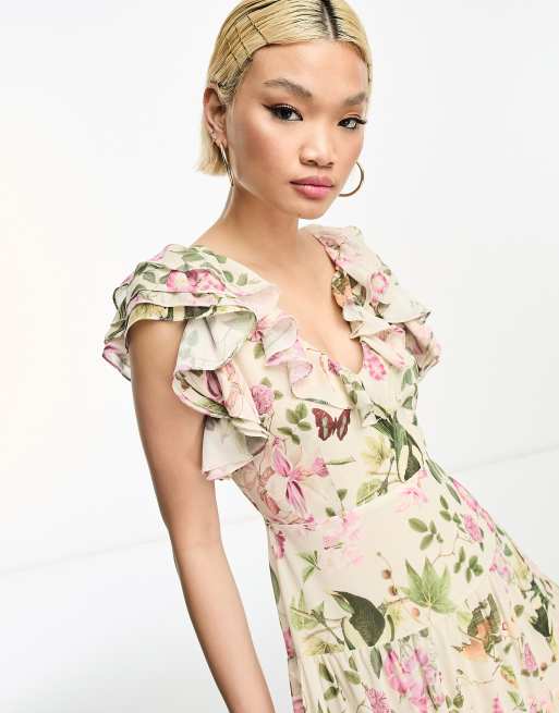 Other Stories maxi dress with ruffle shoulder detail in floral print