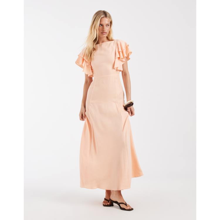 yellow satin backless maxi dress Andie Open Back • Shop American Threads Women's Trendy Online Boutique Colour:Hot Coral one shoulder bodycon dress Sleeveless Back Rachel Allan Quince RQ2230
