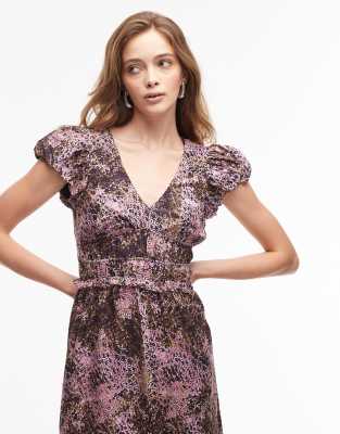 & Other Stories Maxi Dress With Tier Hem And Ruffle Sleeves In Purple