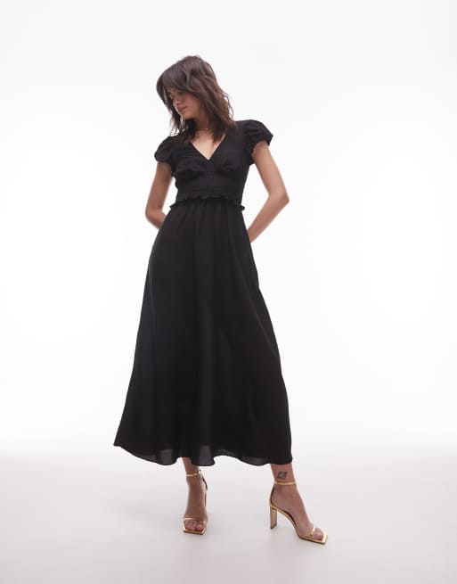 & Other Stories maxi dress with tier hem and ruffle sleeves in abstract print