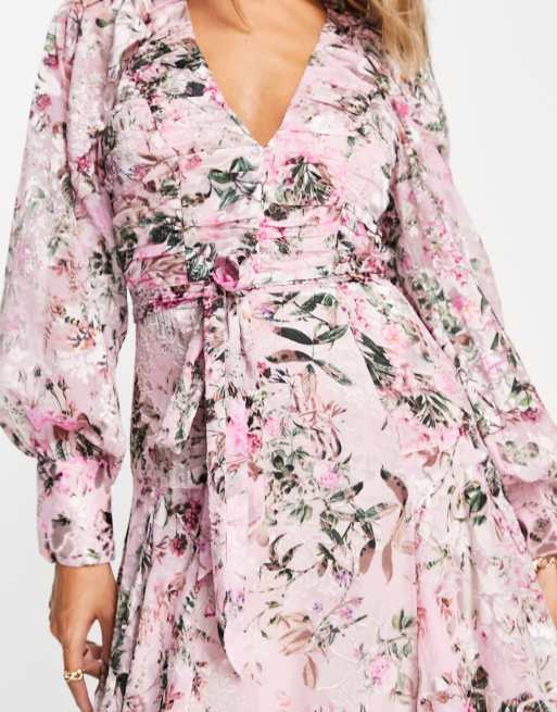 & Other Stories - Maxi jurk met overslag, ruches en burn-out bloemenprint, 4 van 4