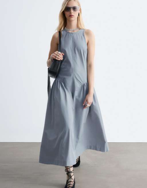 & Other Stories - Maxi jurk met rimpeleffect en verlaagde taille in grijs, 3 van 4