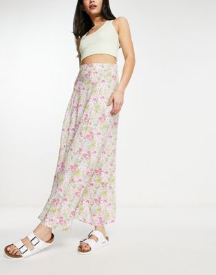 & Other Stories maxi skirt in pink floral print-Purple