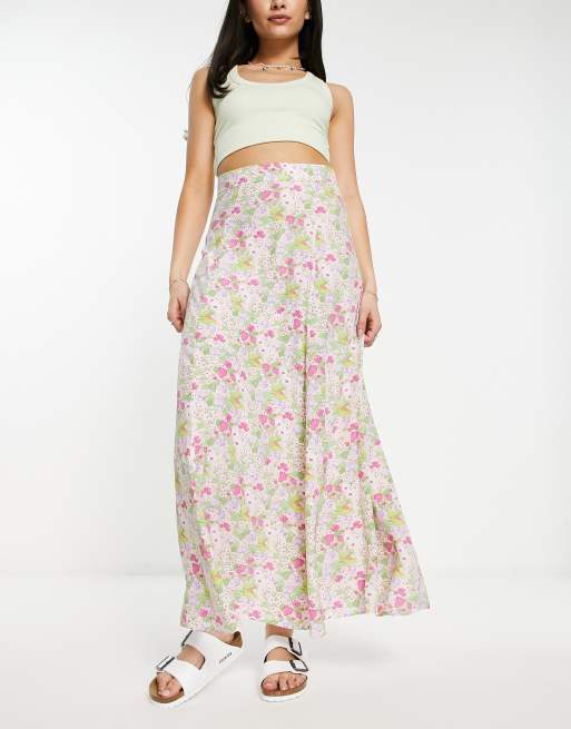 High waisted floral maxi on sale skirt