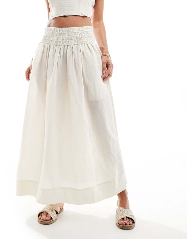 & Other Stories - maxi skirt with ruched basque in light beige